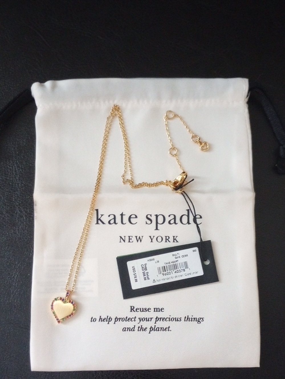 Kate Spade Heart Pendant Necklace & Dust Bag - Picture 6 of 6